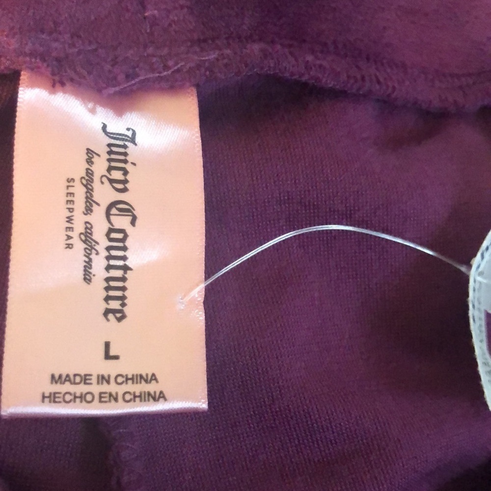 Juicy Couture Soft Velvet Bling Top & Jogger Lounge Set Sz L Purple Embellished - Picture 5 of 7